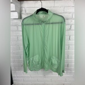 Jamie Sadock Sunsense Nylon Spandex Zip Sun Jacket Mint Green Large solid